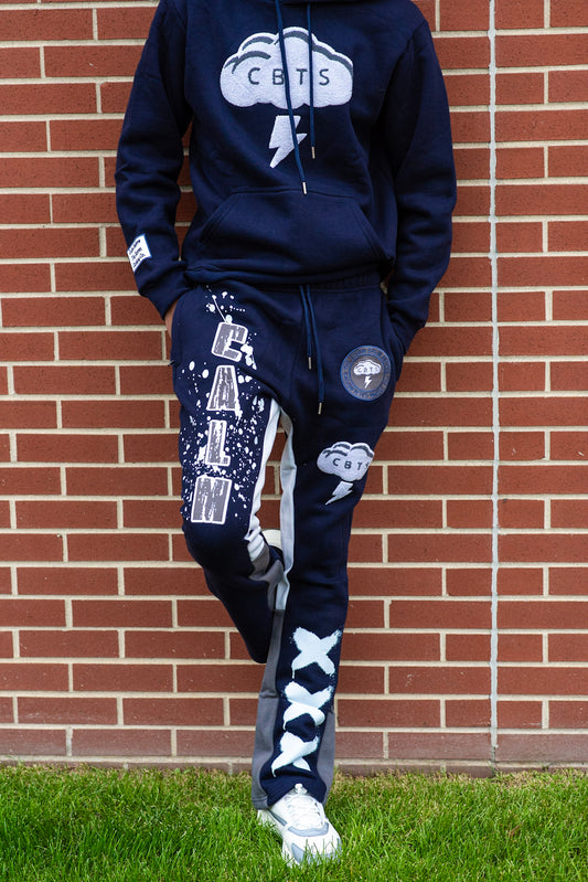 CALM Patch Flared Sweatsuit Navy