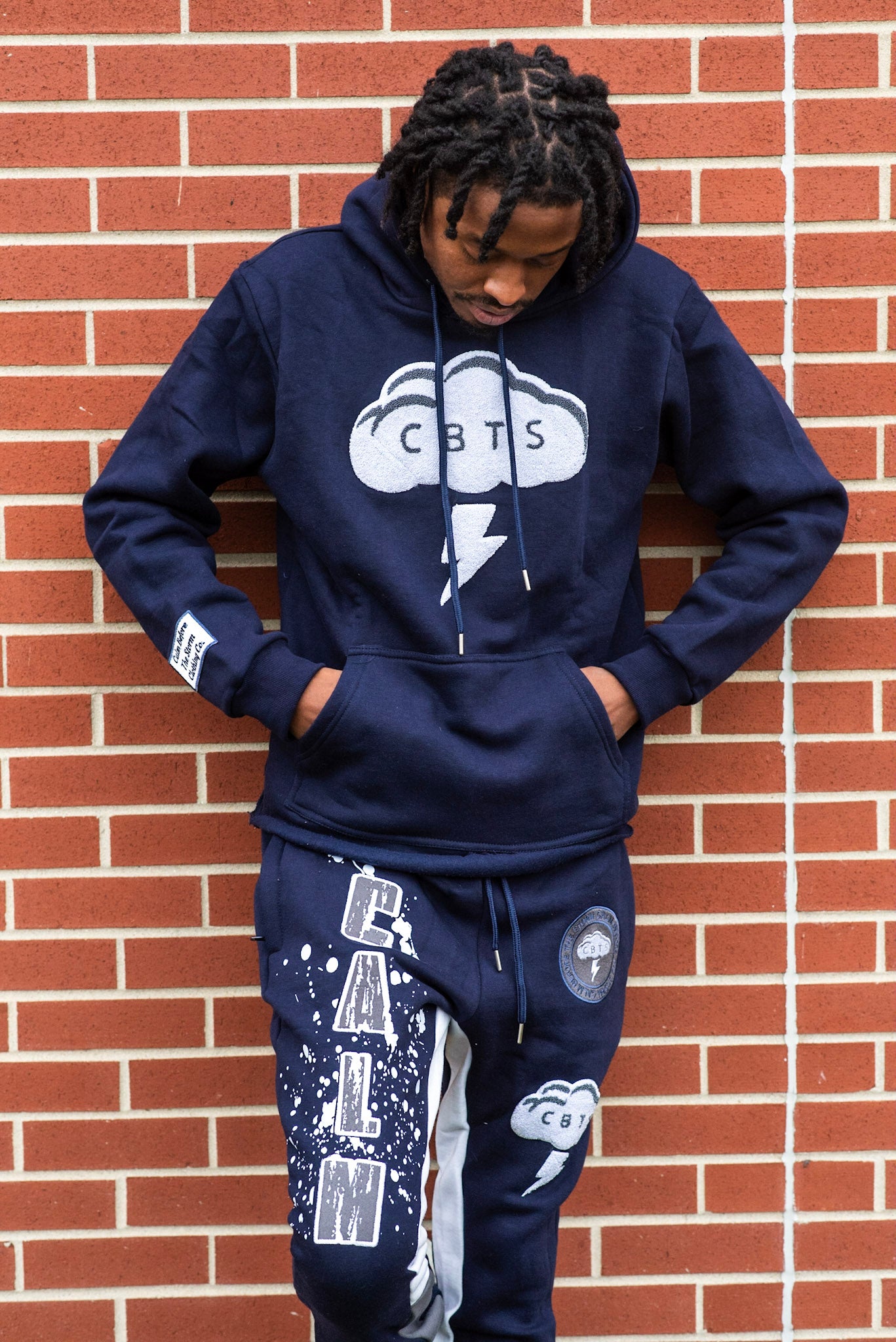 CALM Patch Flared Sweatsuit Navy