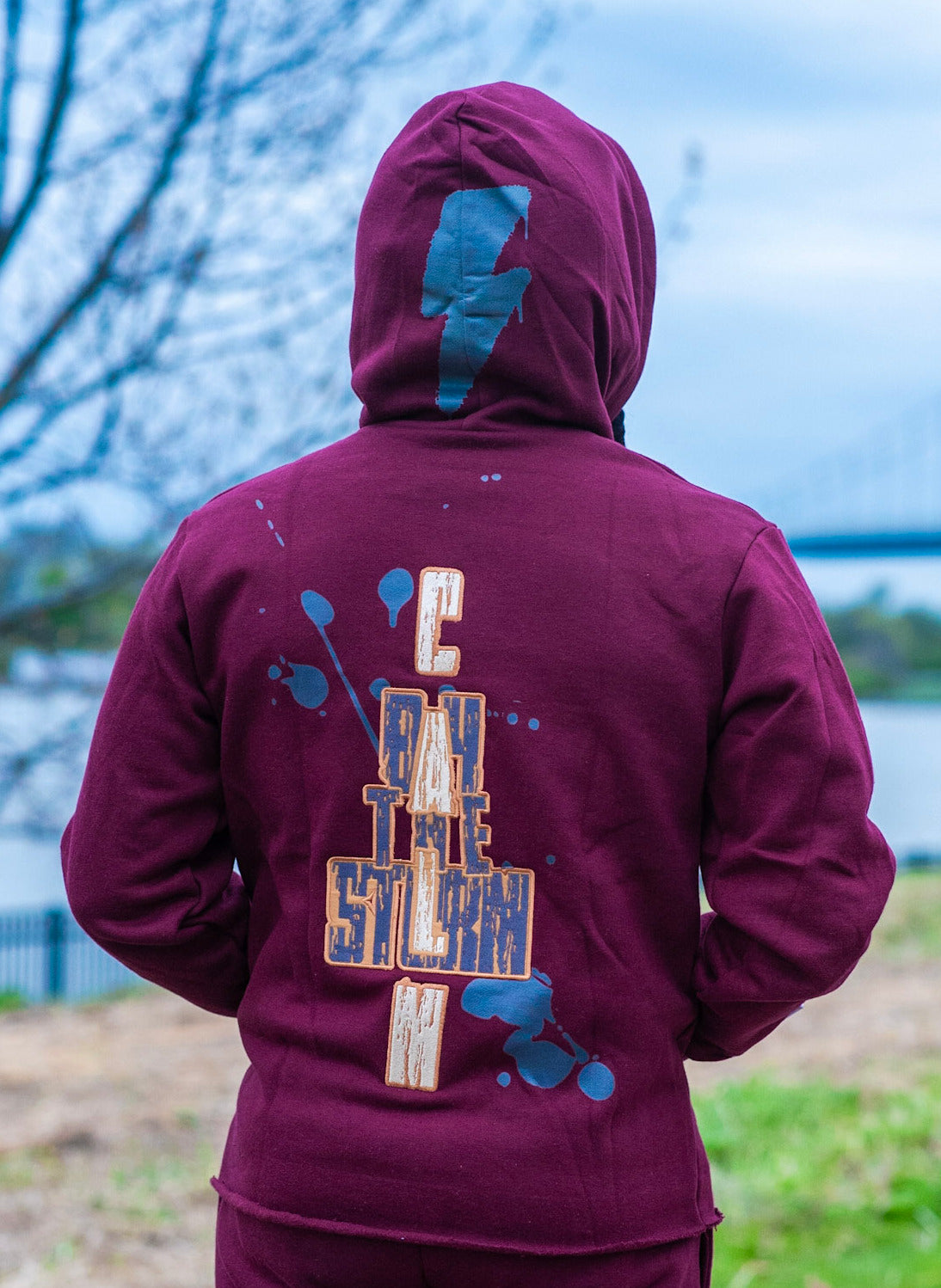 CALM Patch Flared Sweatsuit Maroon